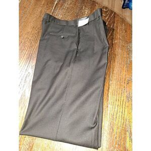 New 34W Sacari Brown Shark Skin T29 Wool Dress Suit Pants Untailored Not Hemmed